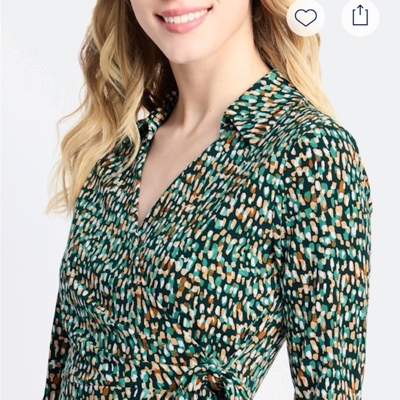 Gilli Green and Taupe Long Sleeve Dress - Picture 2 of 9